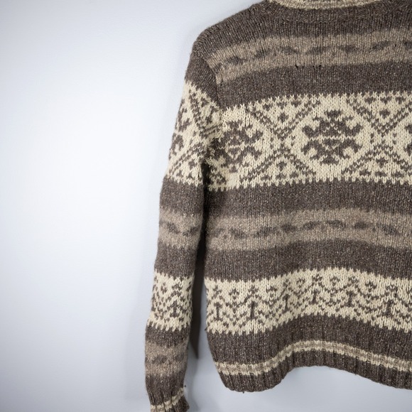 Exclusive Hand Knit Ralph Lauren Vtg Wool Sweater sz M unisex Brown Fair Isle - Picture 6 of 11